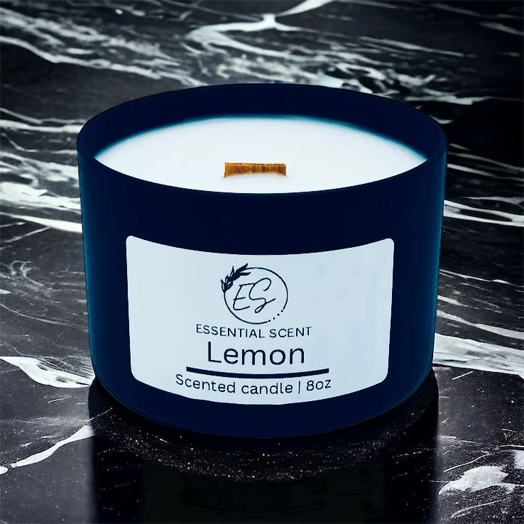 Essential scent home made Lemon fragranced  candle, 8 oz