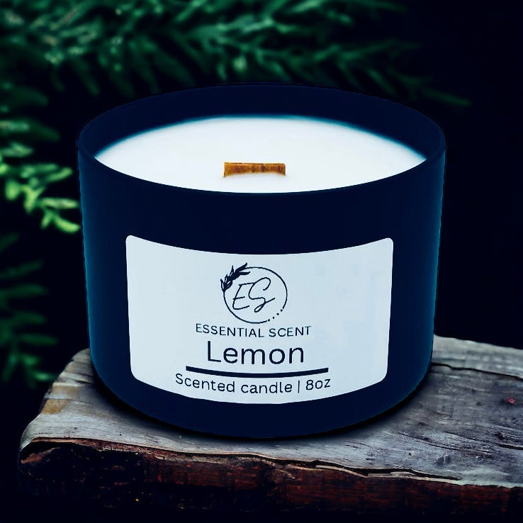 Essential scent home made Lemon fragranced  candle, 8 oz