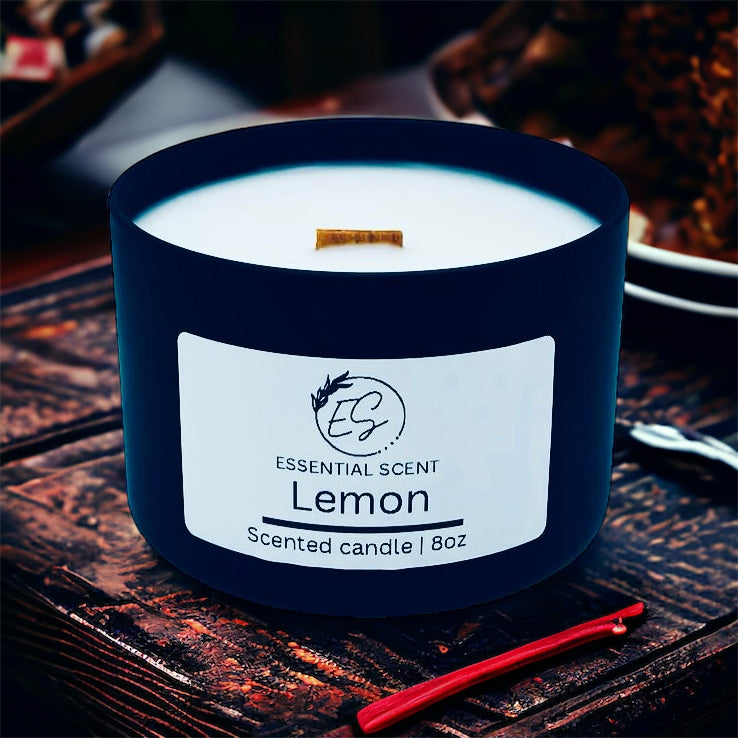 Essential scent home made Lemon fragranced  candle, 8 oz