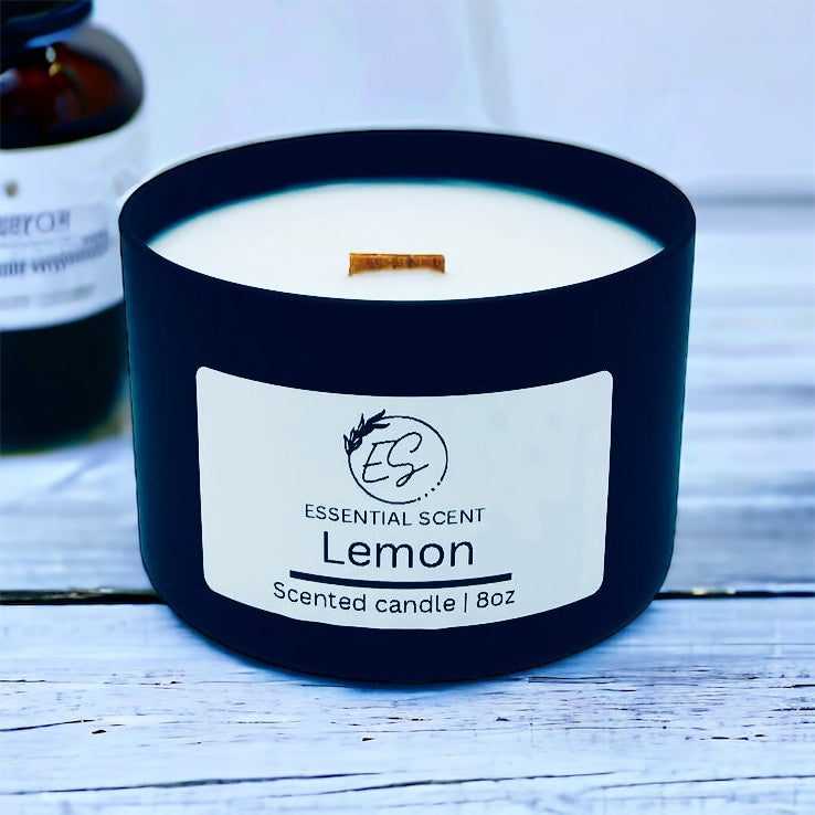 Essential scent home made Lemon fragranced  candle, 8 oz