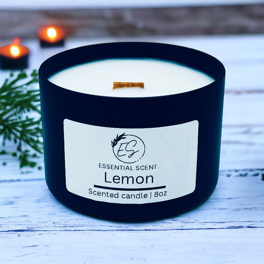 Essential scent home made Lemon fragranced  candle, 8 oz
