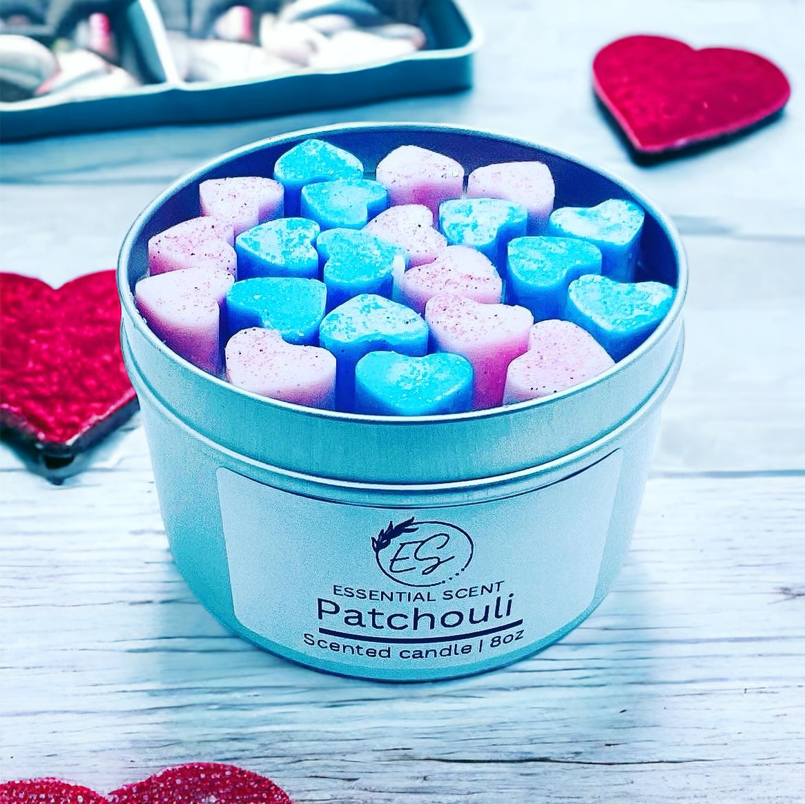 Essential scent home made Patchouli fragranced candle, 8 oz