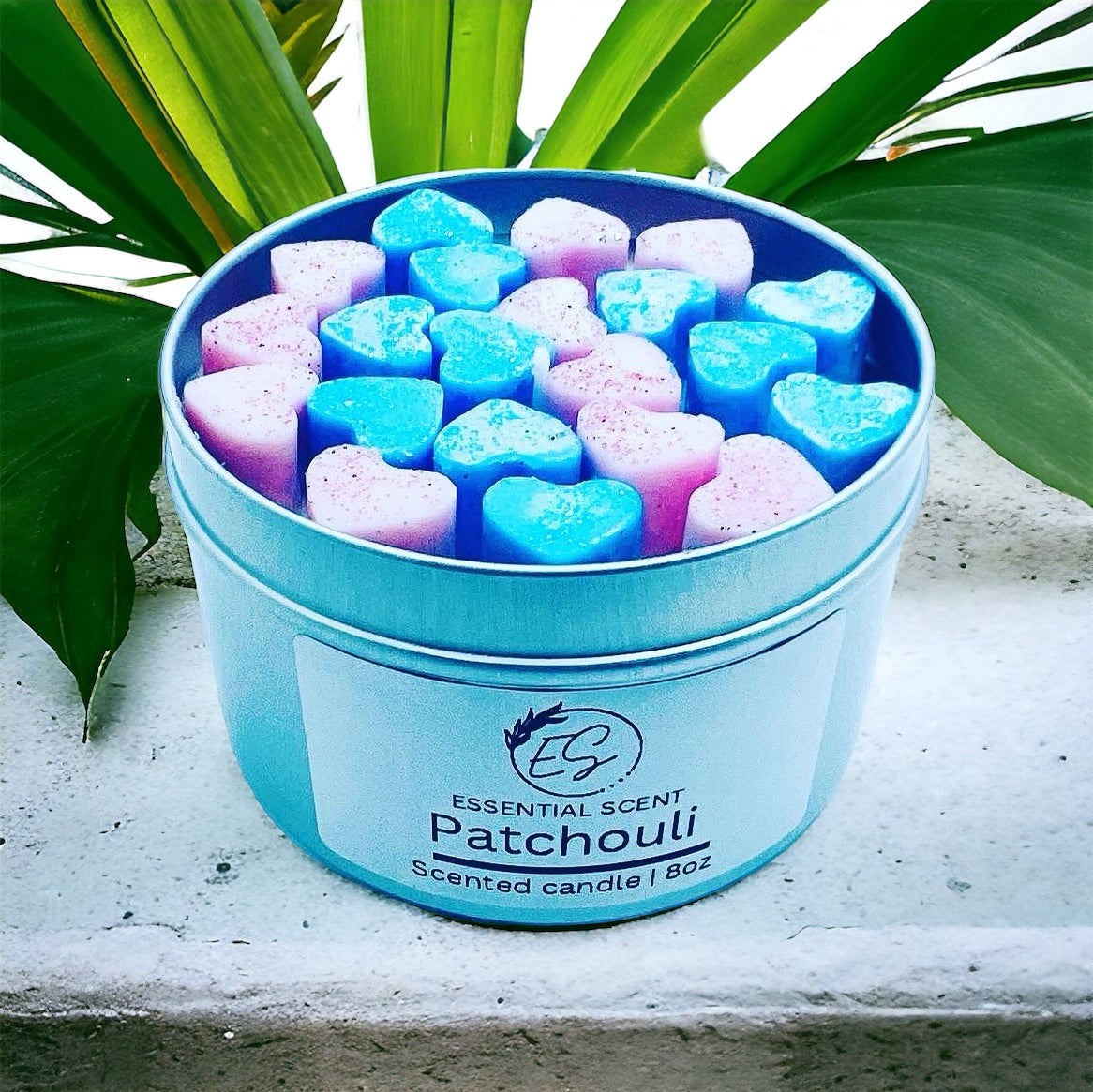 Essential scent home made Patchouli fragranced candle, 8 oz