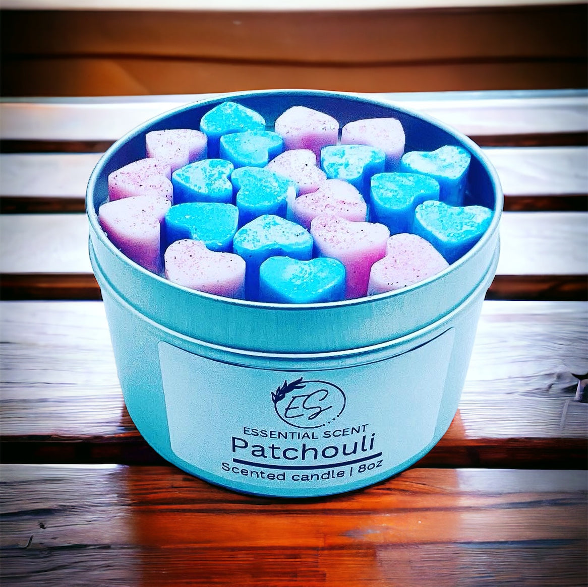 Essential scent home made Patchouli fragranced candle, 8 oz